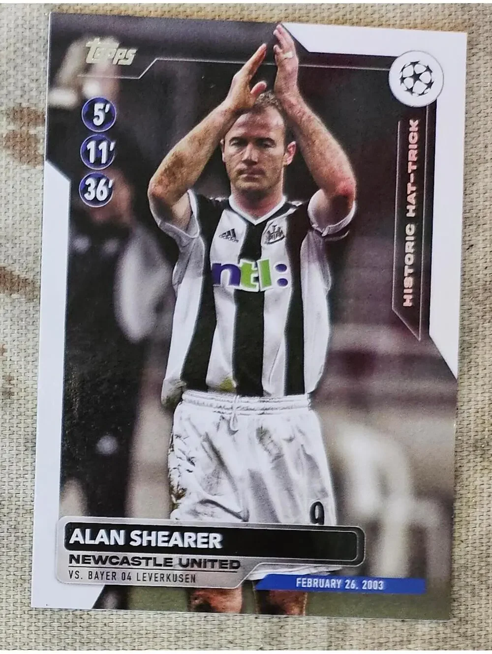 2023-24 Topps UEFA Club Competitions #HH-12 insert Hat Tricks Alan Shearer - Picture 1 of 2